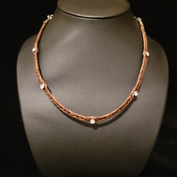 Estate Horse Hair Rhinestone Necklace - Picture 2 of 4